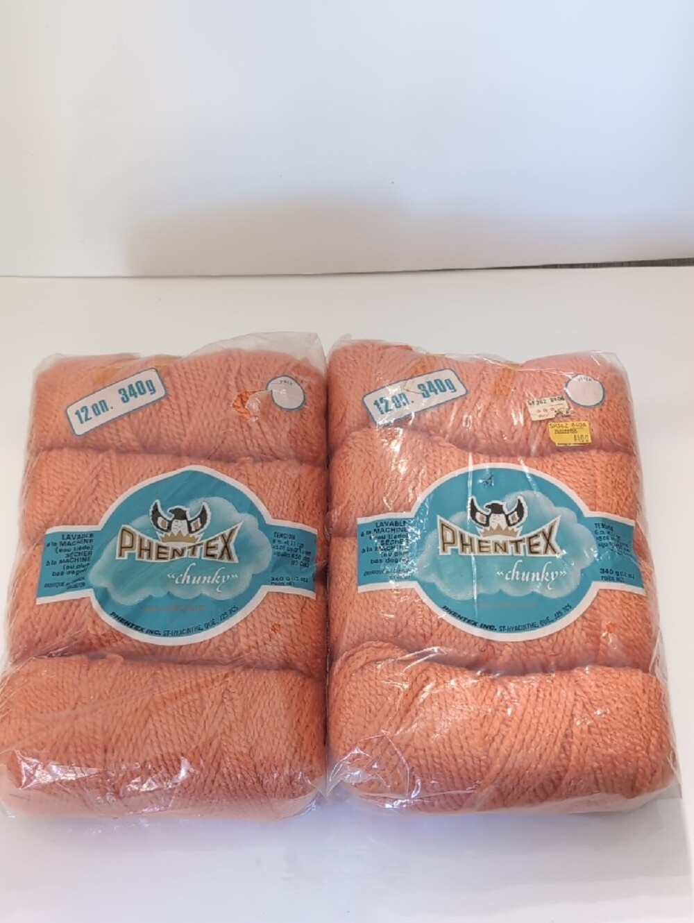 Vintage Phentex Chunky Orange Wool Skeins 2 Packs